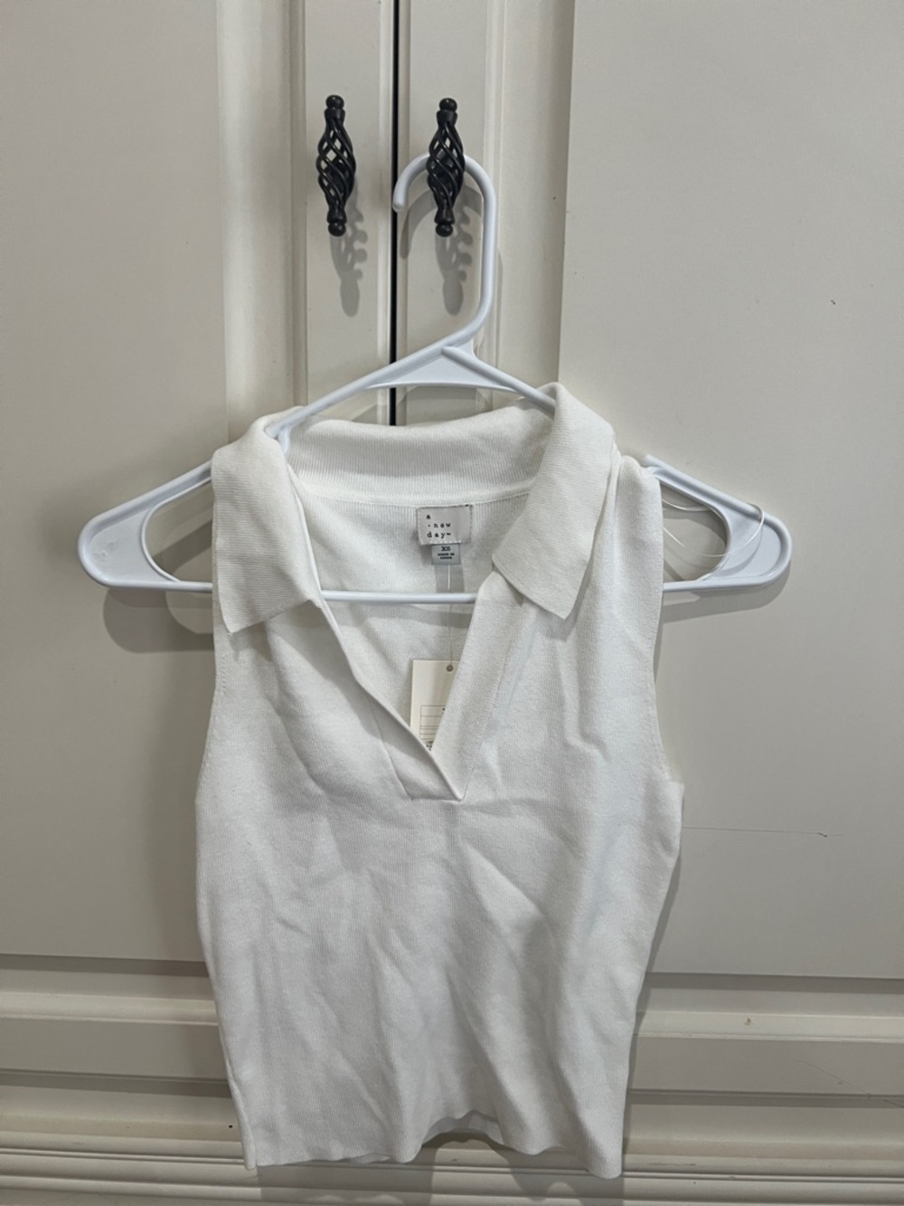 NWT A New Day Target White Ribbed Polo Crop Tank Top Size XS